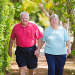 Seniors walking for fitness.