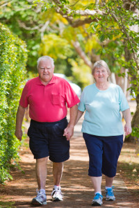 Seniors walking for fitness.