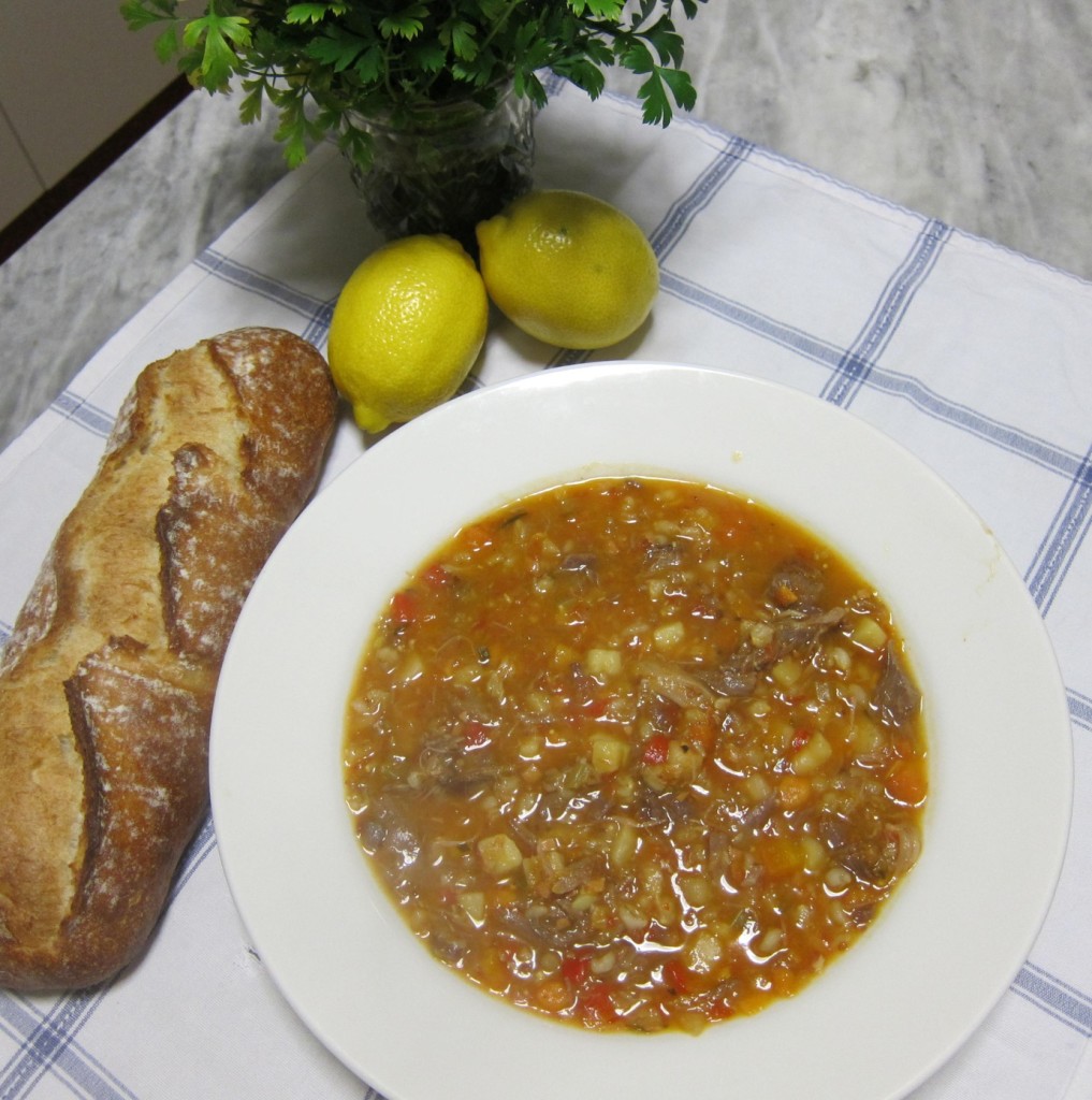 Lamb shank and barley soup